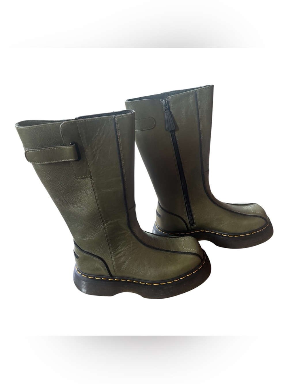 Dr Martens Buzz Hi Boot Olive Green Platform with Zip. NWT size US 7 EU38 - Picture 3 of 11